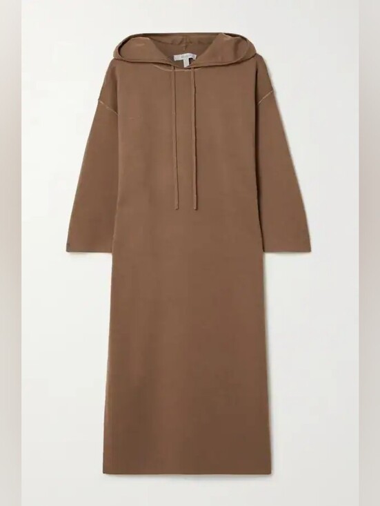 MaxMara Dresses & Skirts - $995 Max Mara Light Brown Wool Hoodie Sweater Dress 43" Long Sz M